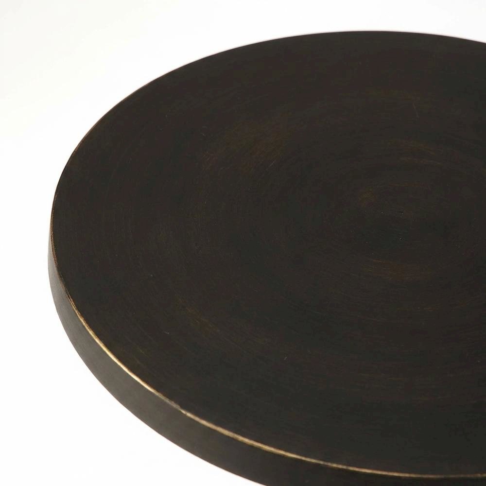 Round Metal End Table, Distressed Traditional Side Table for Living Room