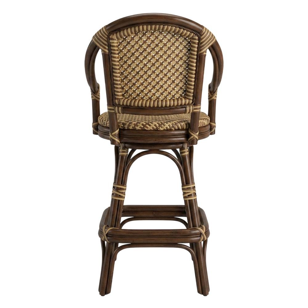 Rattan Bar Stool with Full Back, Transitional Counter Stool for Kitchen