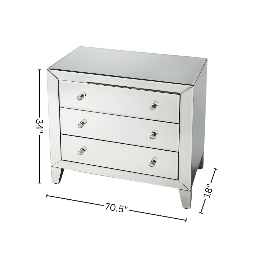 Silver Mirrored Dresser – Mirror Dresser for Bedroom with 3 Drawers