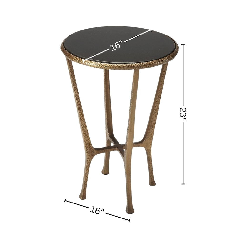 Stone Side Table – Unique Round Stone End Table with Metal Base Design