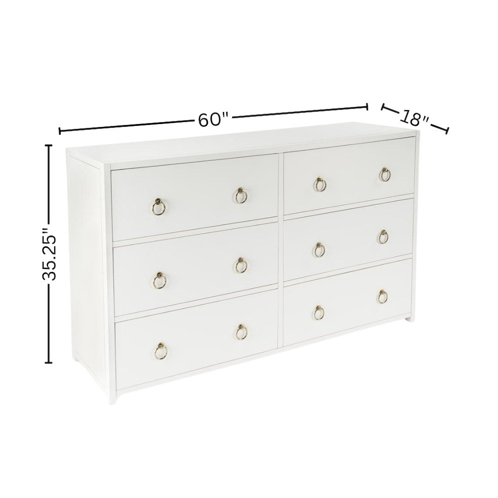 White 6 Drawer Double Dresser – Wood Dresser for Bedroom or Kids Room