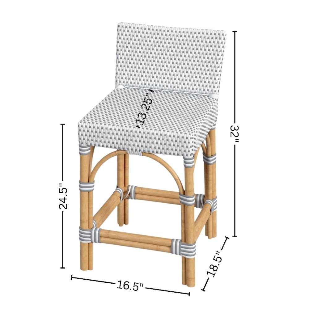 Rattan Counter Stool – White Wicker and Wood Bar Stools for Seating