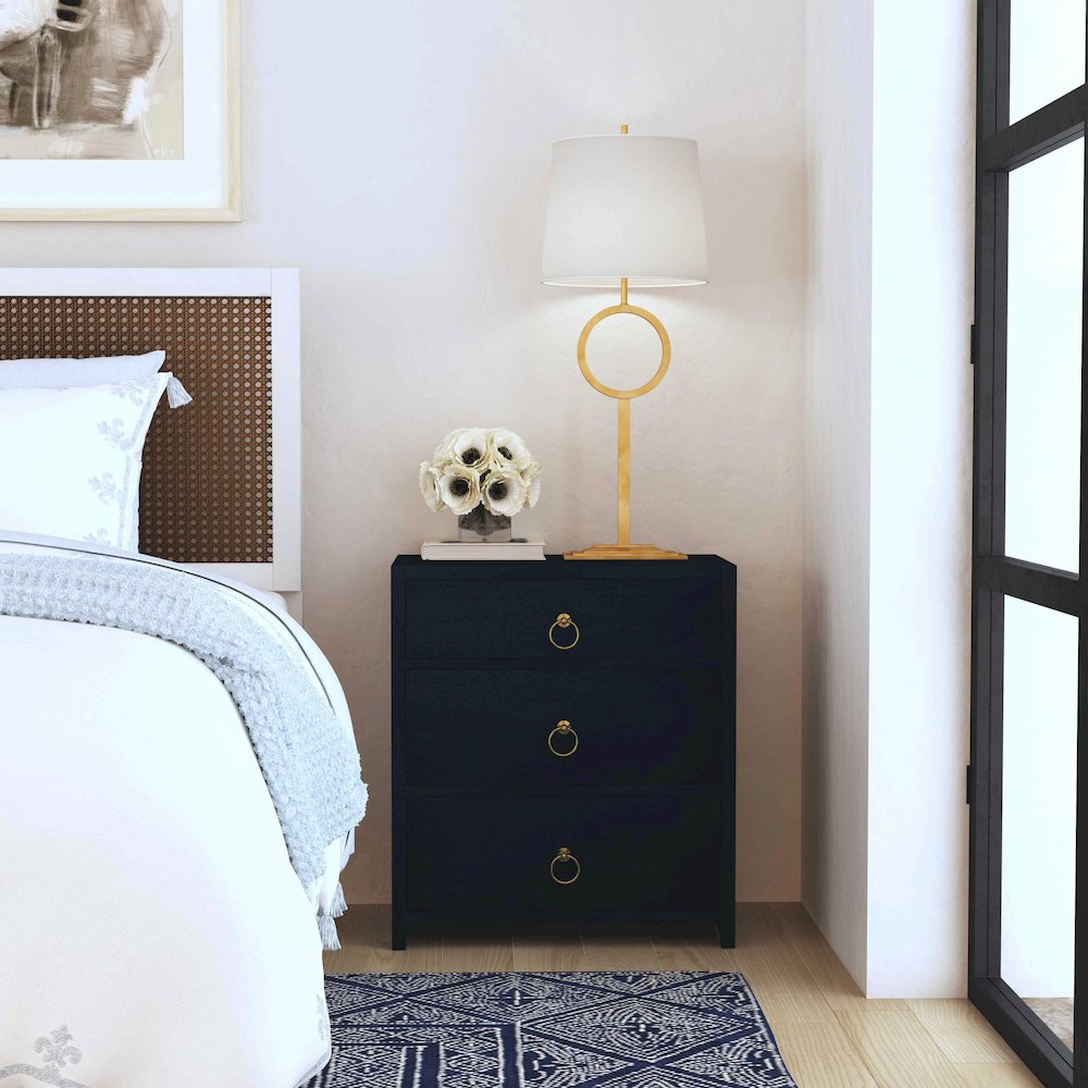 Lark 3 Drawer Nightstand, Navy Blue