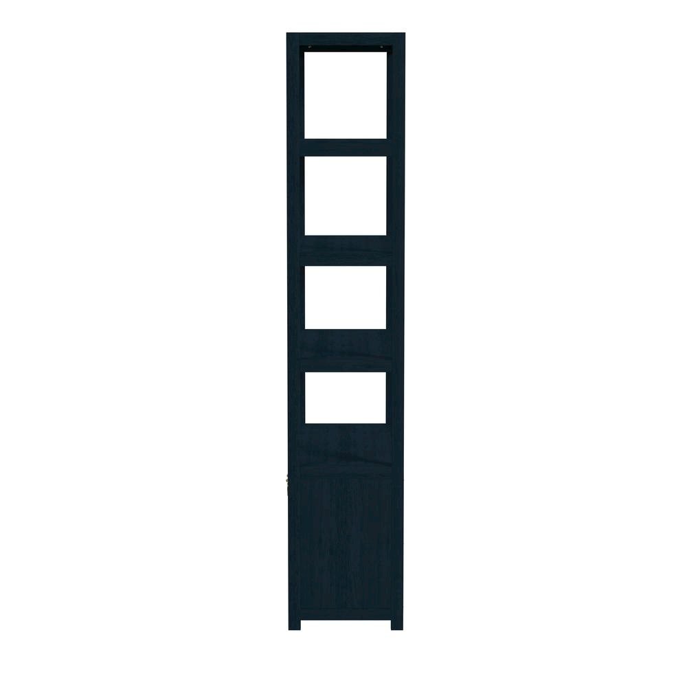 Blue Bookcase with Cabinet and Drawers – Wood Shelf Cabinet Design
