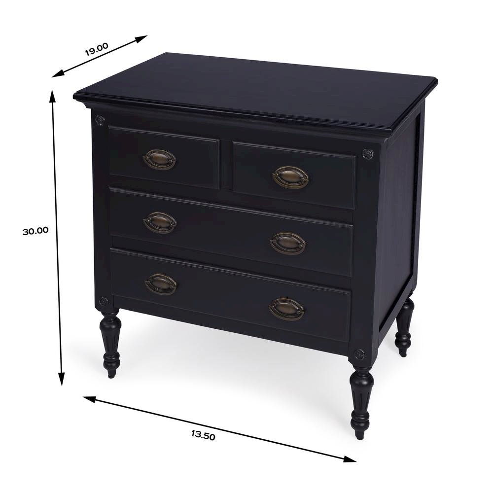 Black Chest of Drawers – 4 Drawer Dresser for Bedroom Wooden Storage