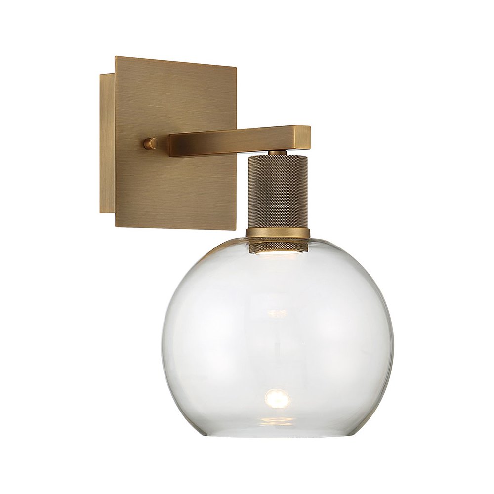 Burgundy LED Wall Sconce in Antique Brushed Brass Color