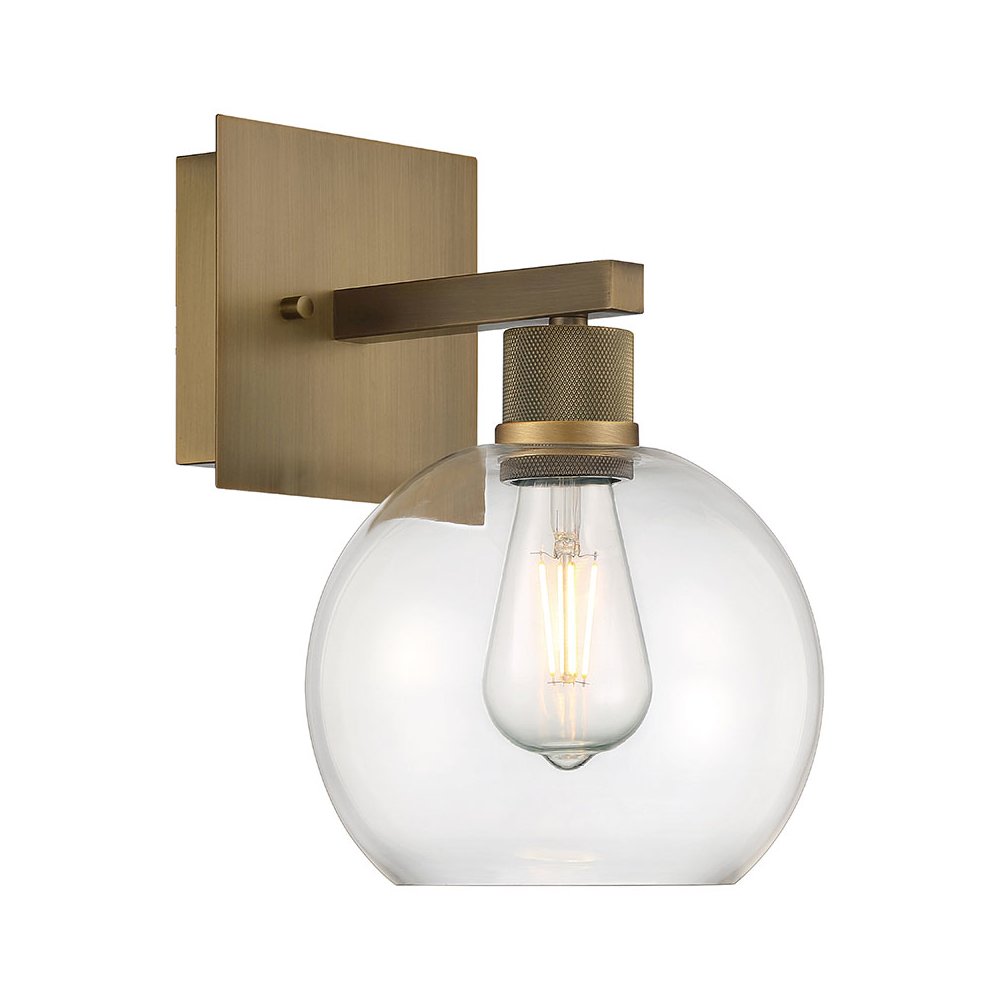Burgundy LED Wall Sconce in Antique Brushed Brass Color