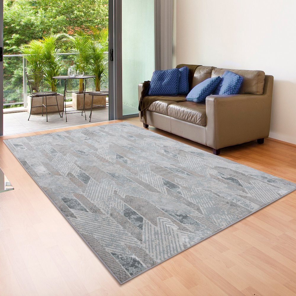 Michelle Durable Performance Area Rug Indoor in Blue/Cream, 9' x 12'