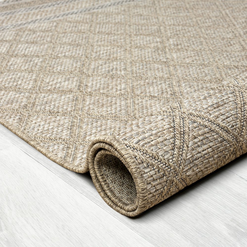 Oslo Contemporary Geometric Brown Indoor Outdoor Area Rug