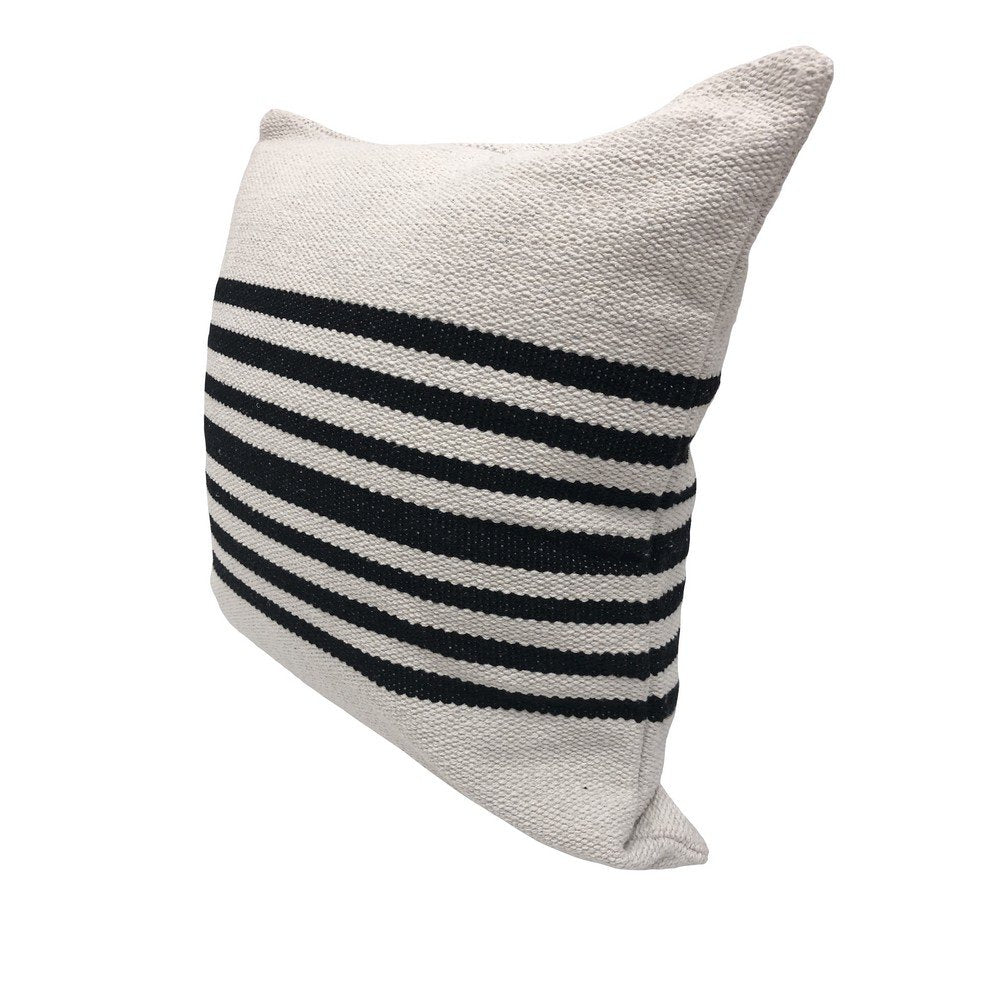 Ox Bay Black/White Striped All-Natural Cotton Square 2 Piece Pillow Cover Set