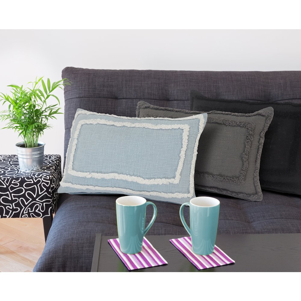 Modern Tufted Sky Blue Lumbar Throw Pillow