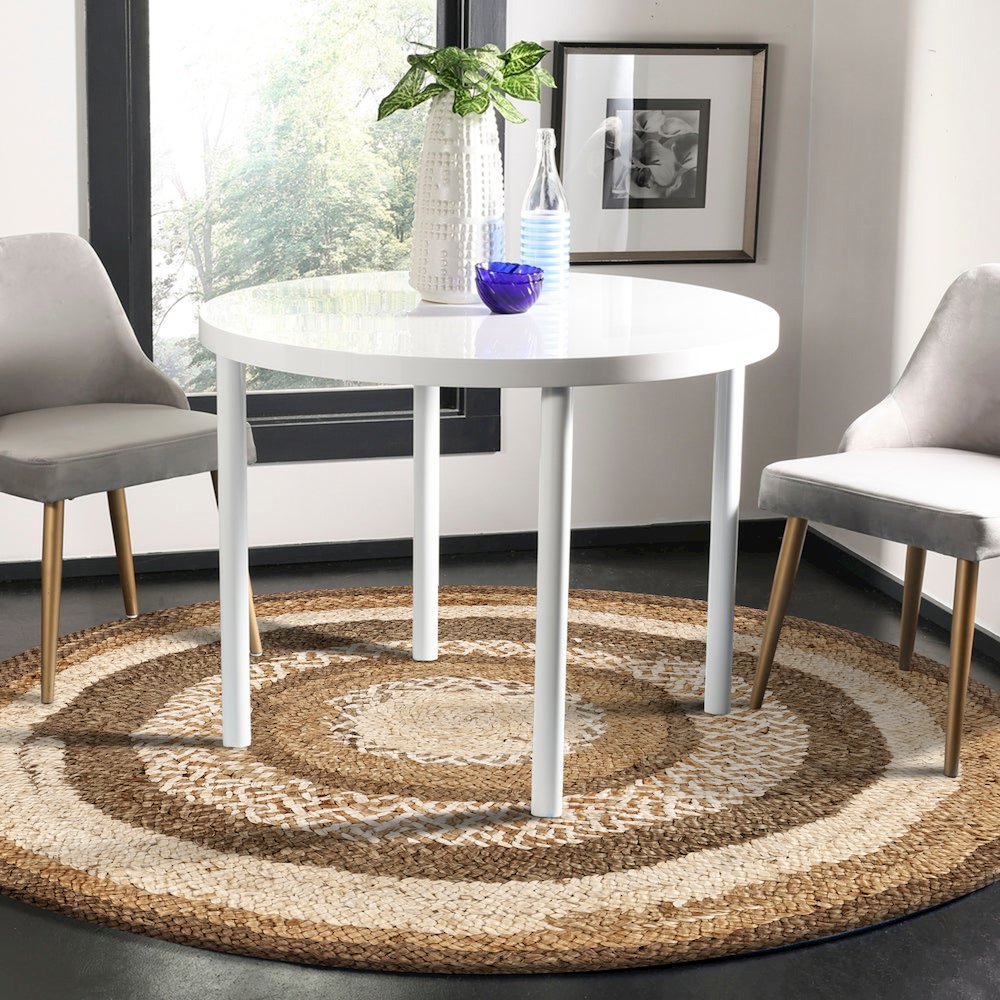 Boutique Jute Jute Area Rug Indoor in Brown/Ivory, 7'6" Round