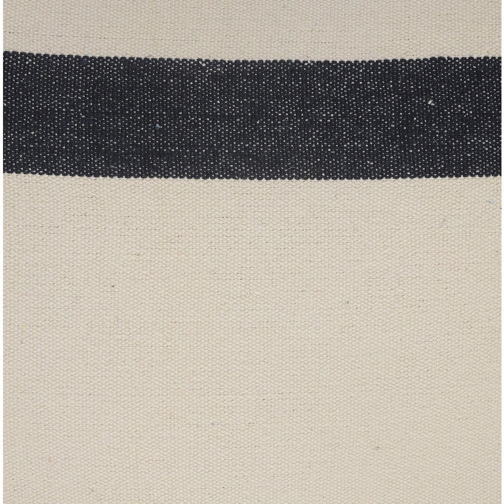 Double Blue Border Striped Throw Pillow with Fringe