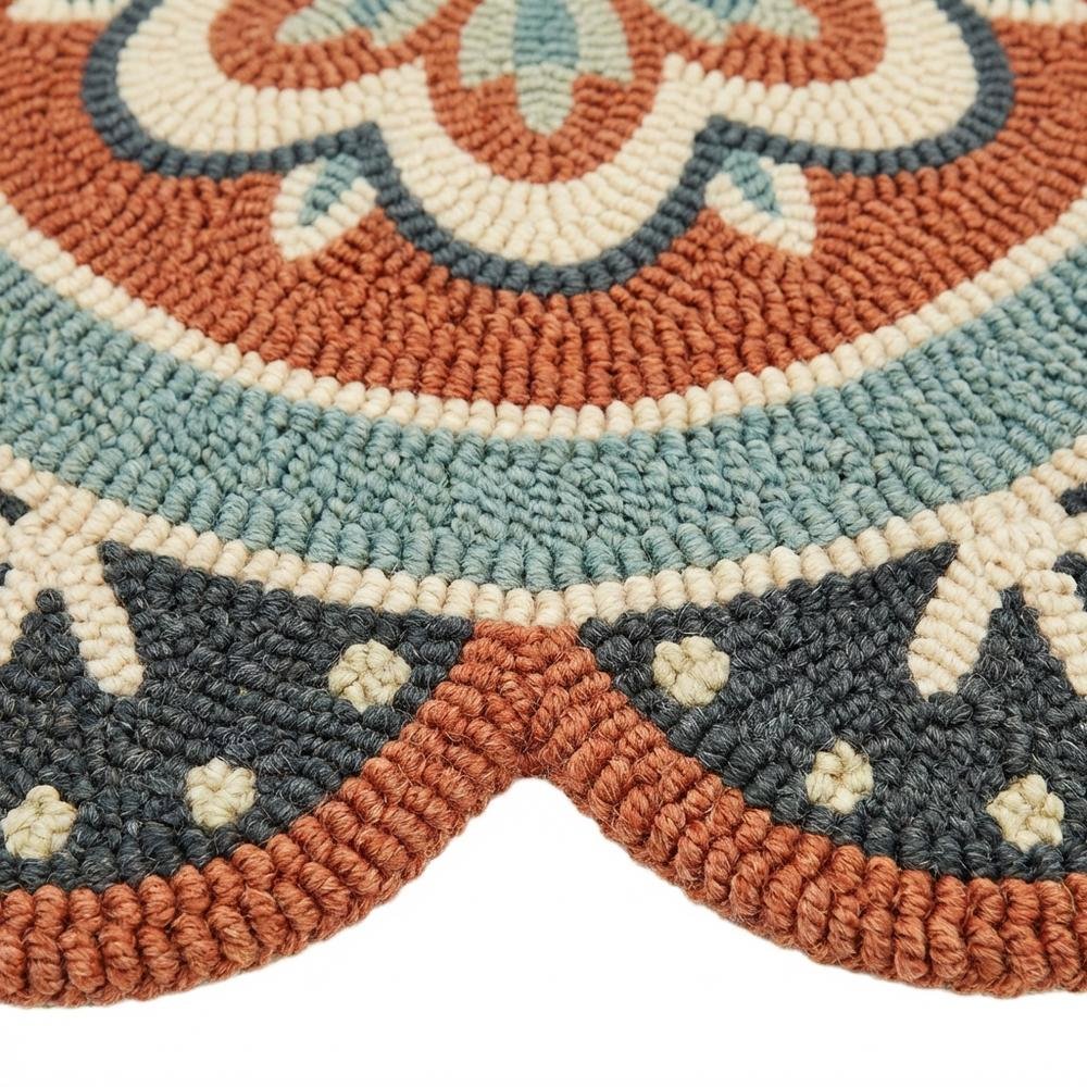 Orange Indoor Area Rug - 6' Round Classic Pattern For Living Room