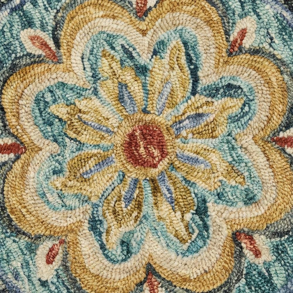 Blue Indoor Round Area Rug With Classic Style And Bright Colors