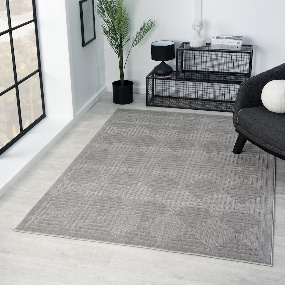 Atlas Durable Performance Area Rug Outdoor in Gray, 5' x 7'
