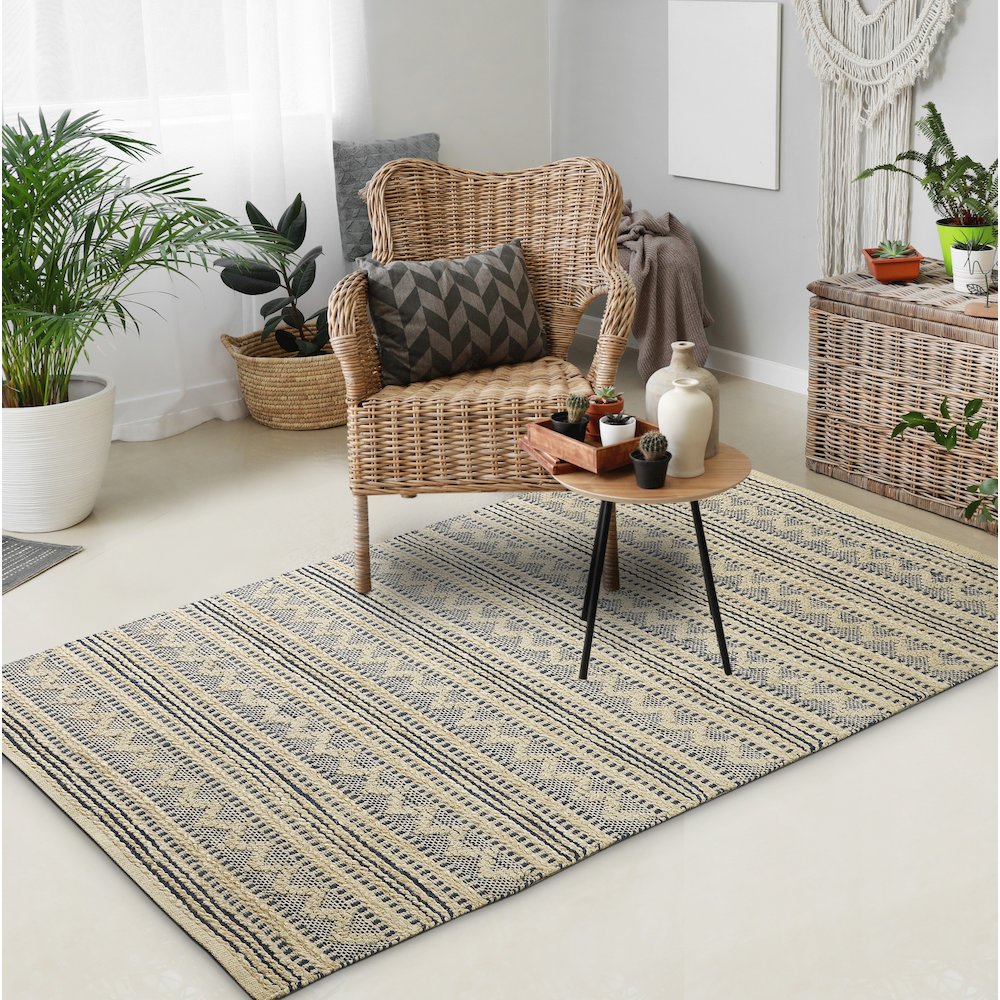 Earth Jute Blend Area Rug Indoor in Ivory/Blue, 7'9" x 9'9"