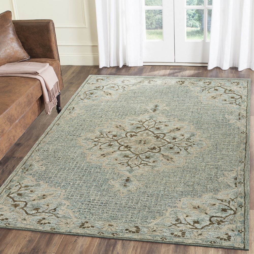 Modern Traditions Wool Area Rug Indoor in Blue, 5' x 7'9"