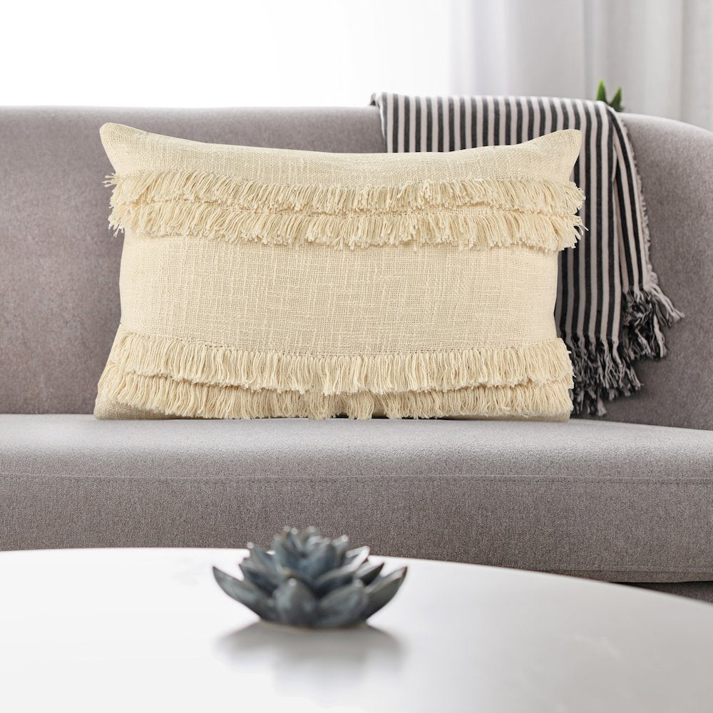 Beverly Fringed Solid Throw Pillow
