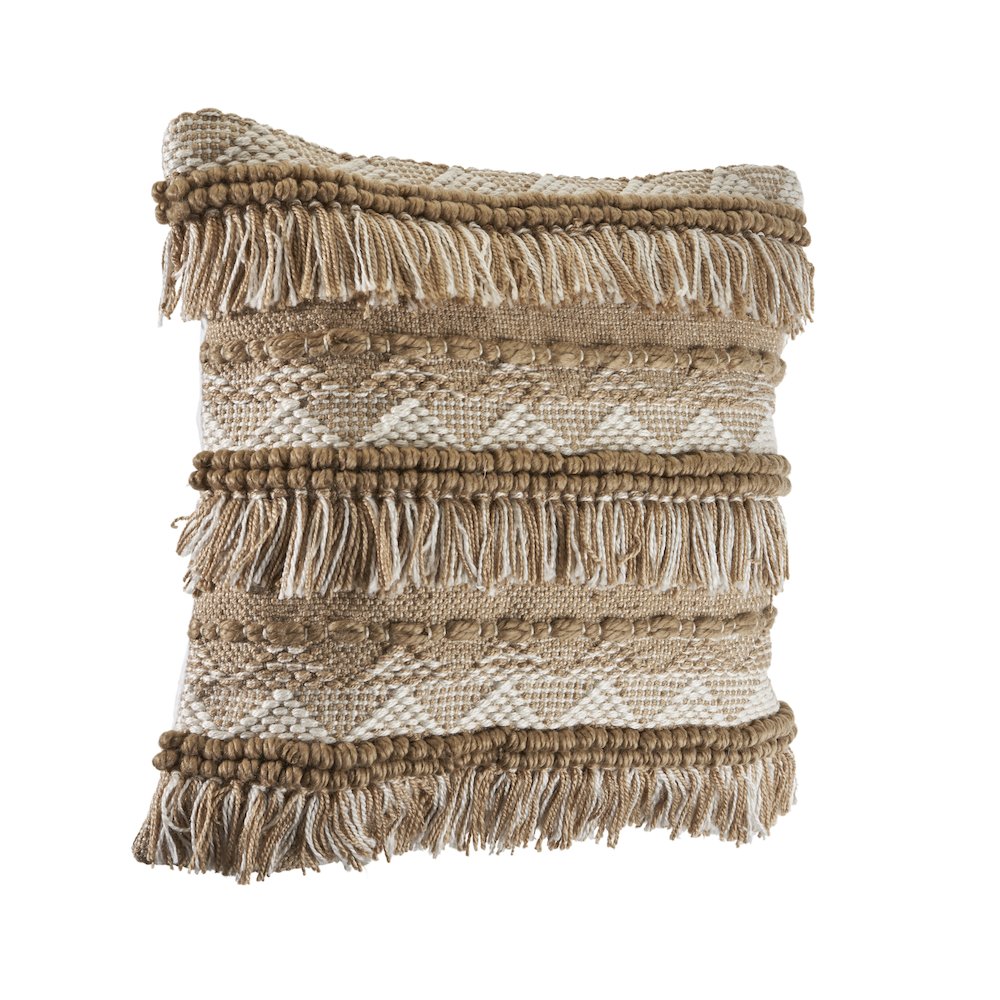 Ox Bay Hand-Woven Brown/White Stripe Indoor Outdoor Pillow Cover