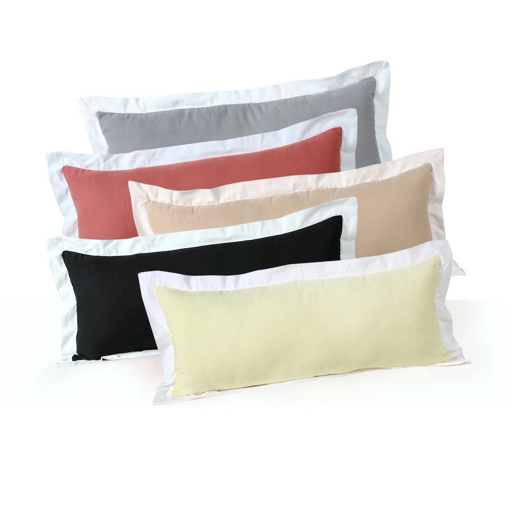 Ox Bay Hand-Woven Pink/White Bordered All-Natural Cotton Pillow Cover