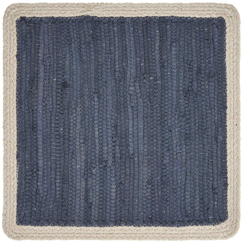 Vitality Indigo Bordered Hand-Loomed Square Placemat, Set of 4