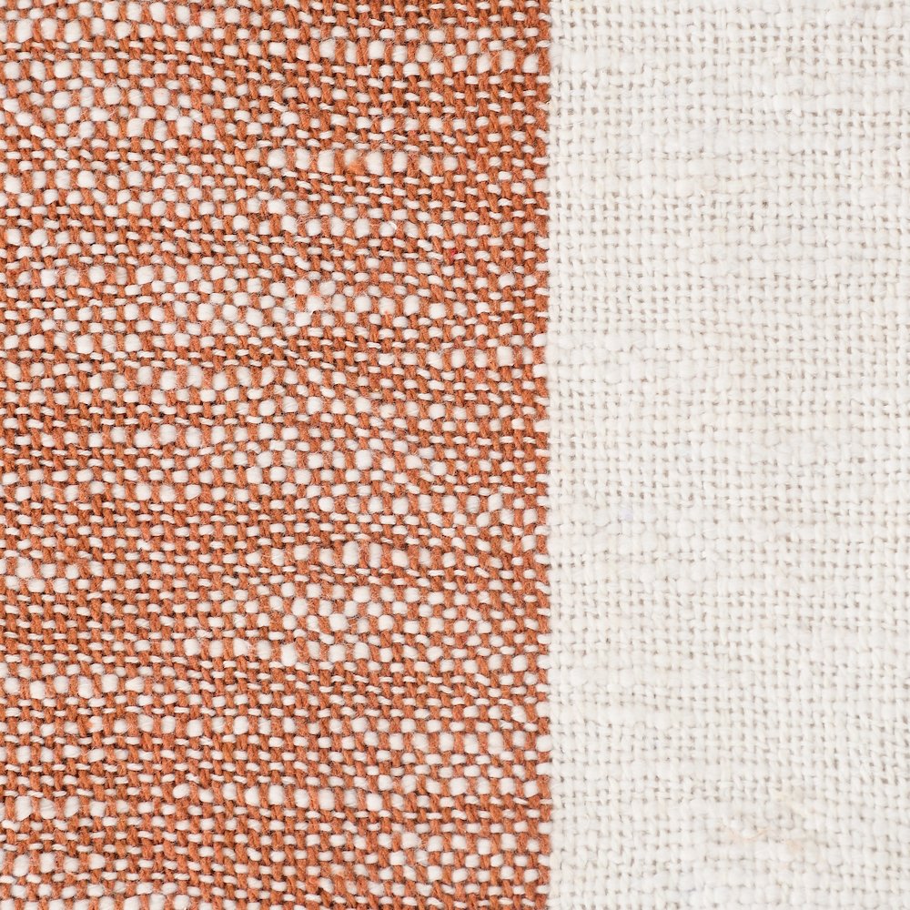 Borderline Striped Hand-Woven All-Natural Cotton Throw Blanket, Orange