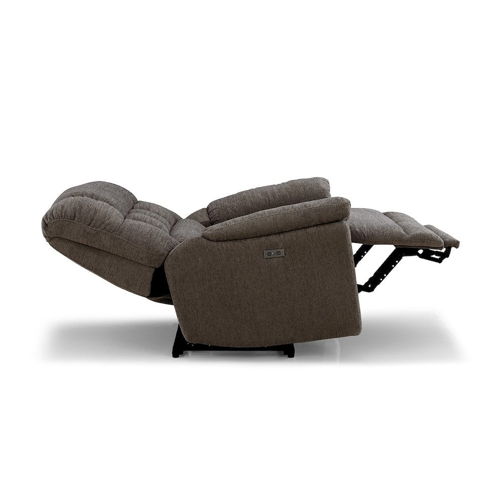 Brown Oversized Power Recliner Chair with Electric Recline, Wide Fabric Seat, USB Charging Port, Heavy-Duty Large Recliner