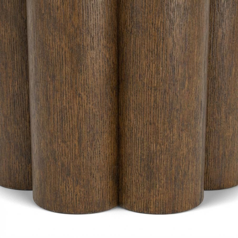 Brown Round End Table with Pedestal Base for Living Room Corners