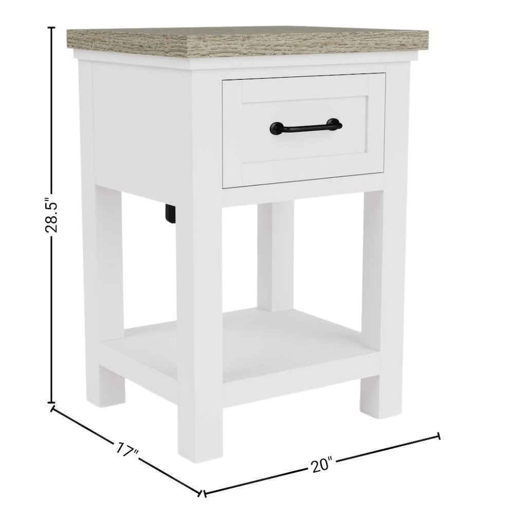 Wood Nightstand with Drawer – Beige End Table Bedroom Accent Storage