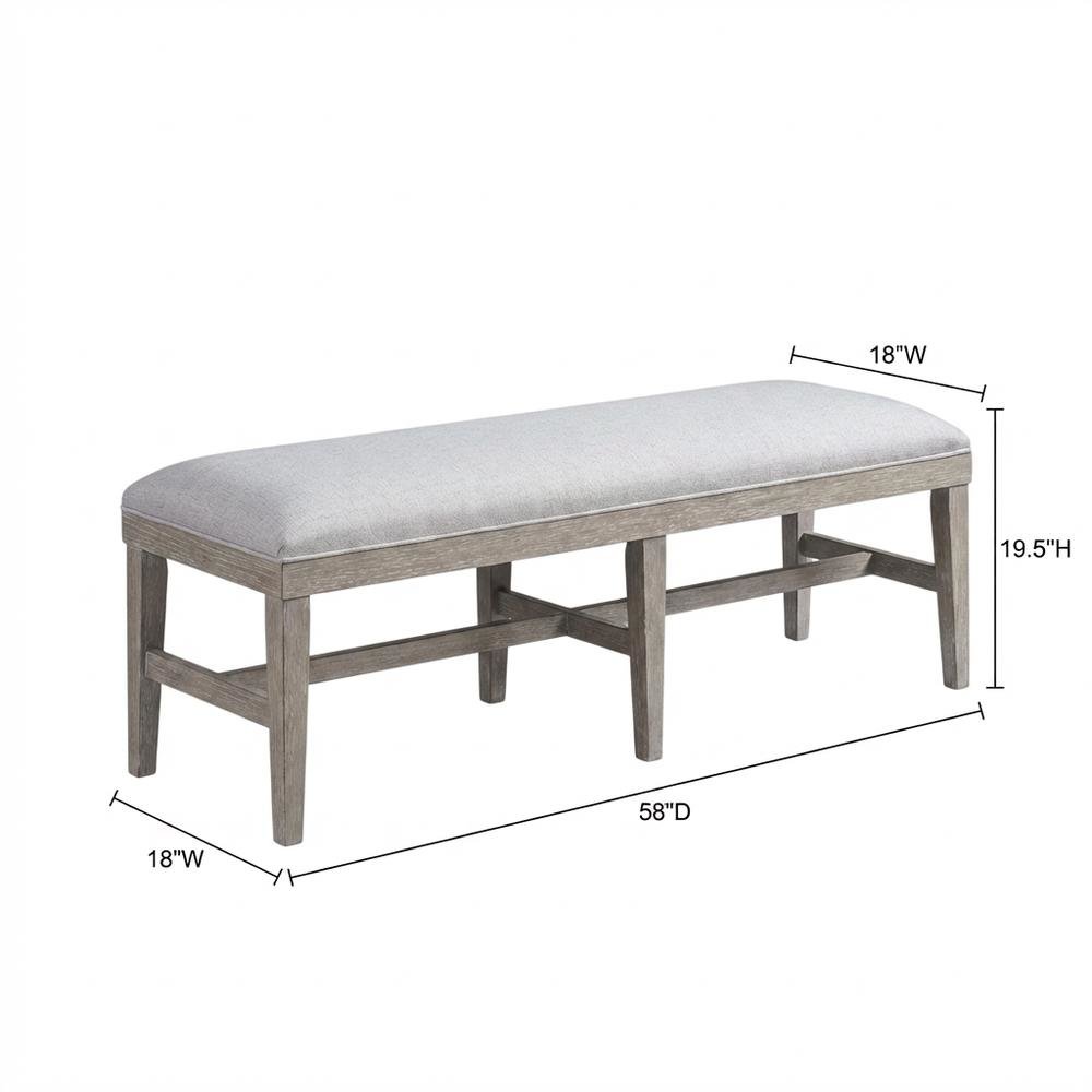 Gray Upholstered Bench – Dining, Bed, or Bedroom Bench with Wood Frame