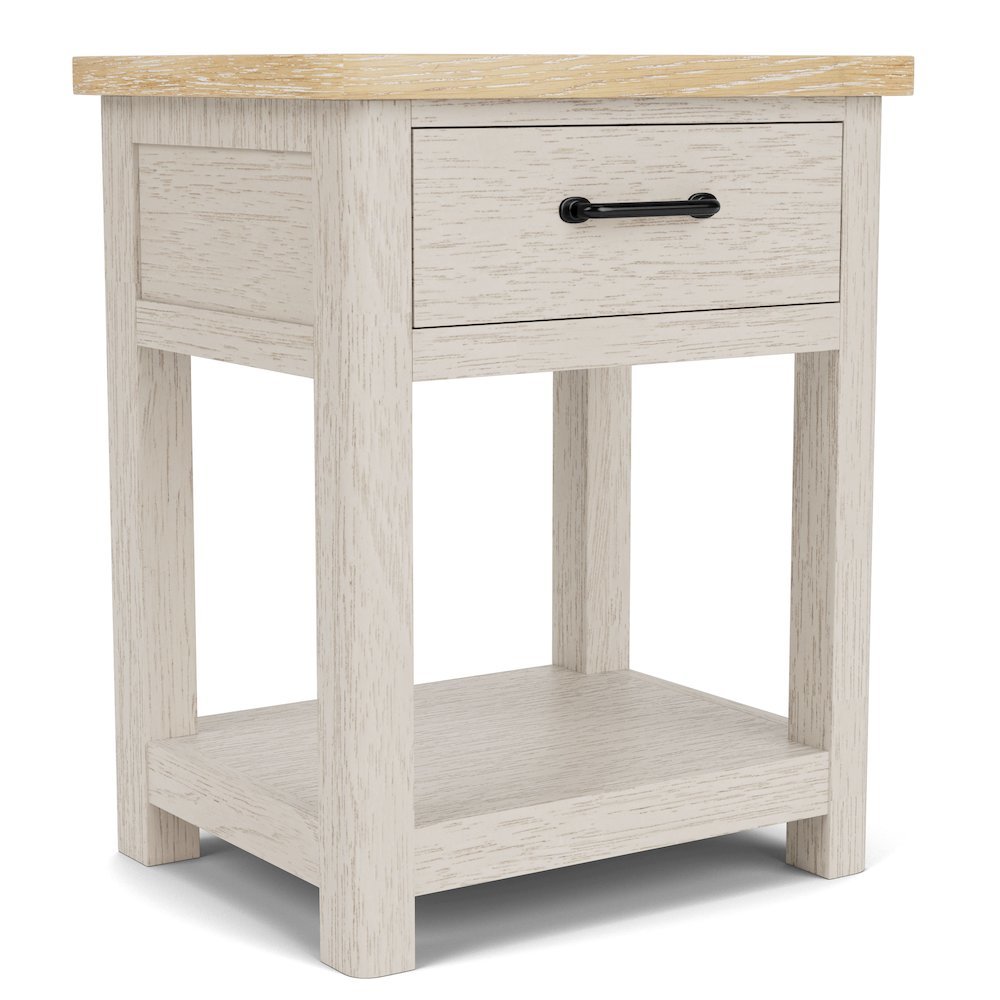 Wood Nightstand with Drawer – Beige End Table Bedroom Accent Storage