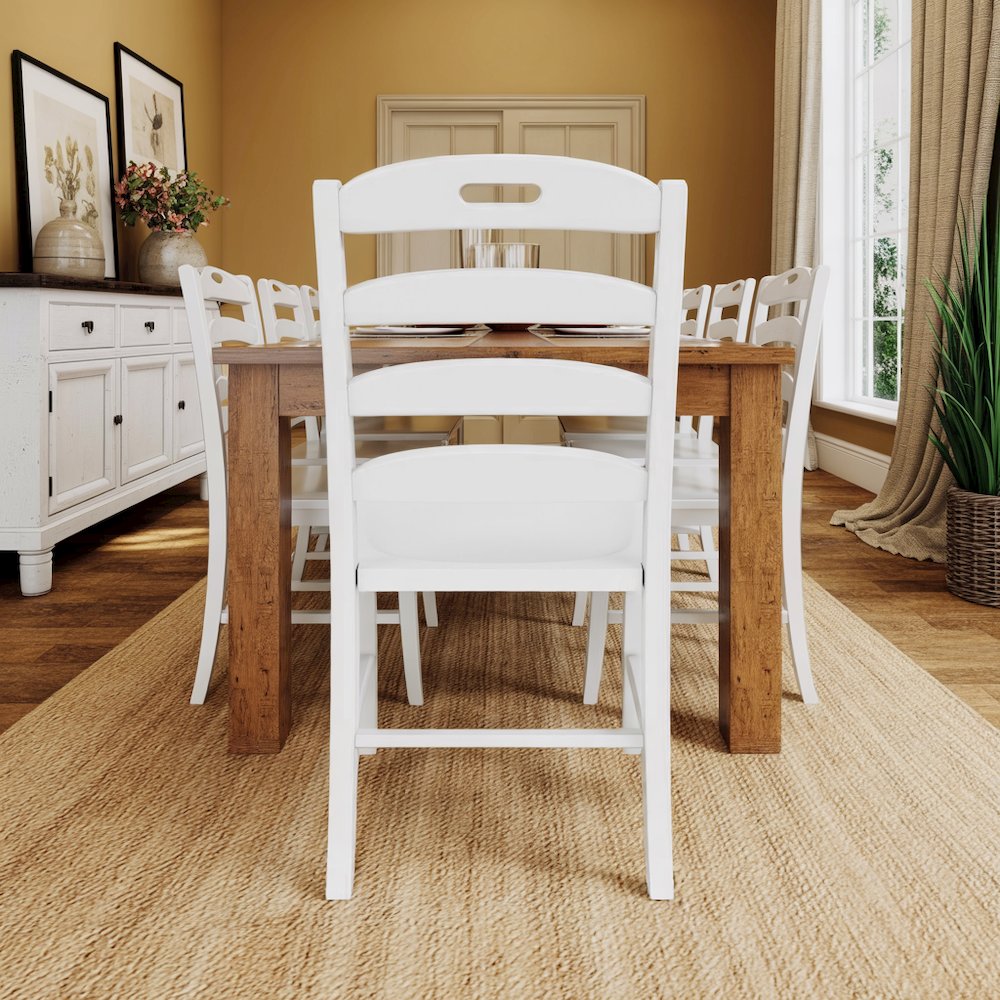 White Wooden Dining Chairs Set of 2 – Ladder Back Kitchen Seating
