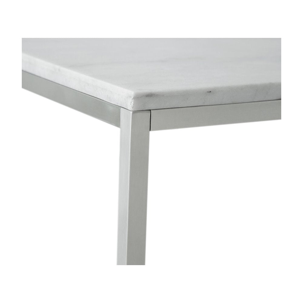 Esme White Marble And Brushed Nickel Rectangular Cocktail Table