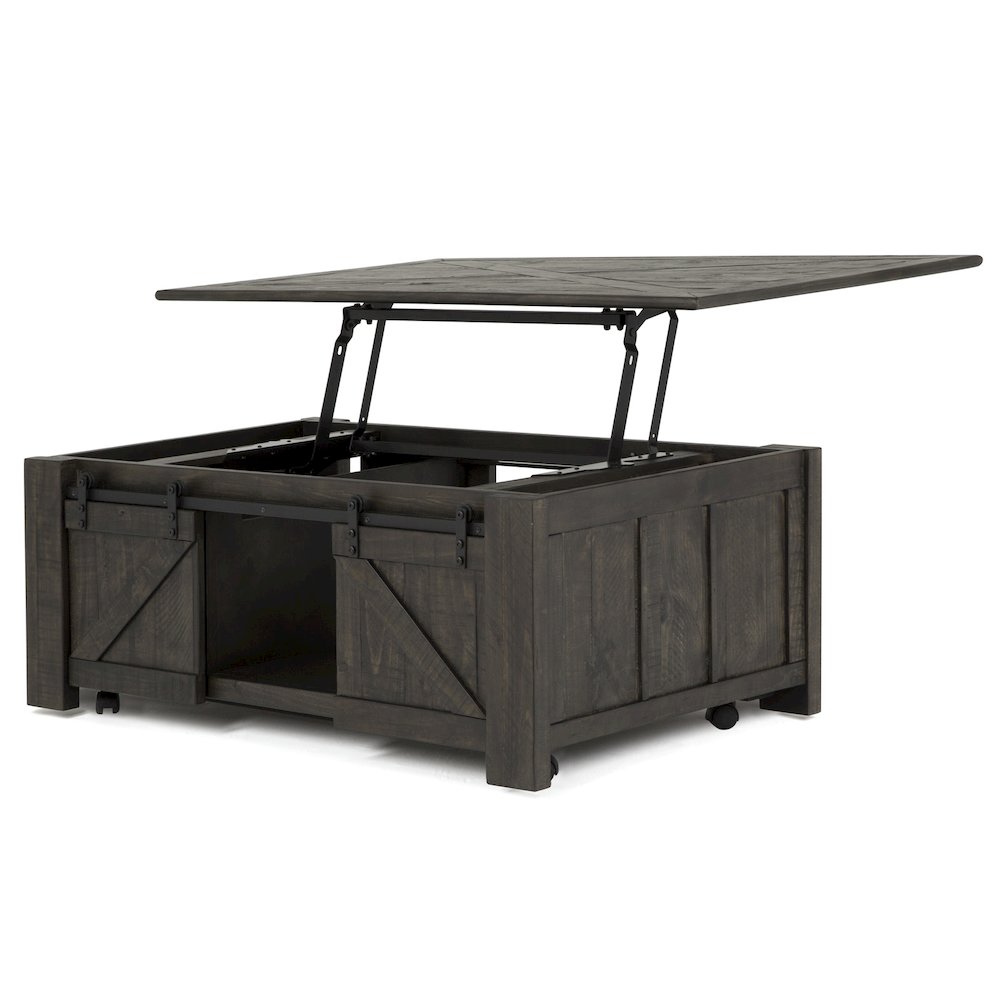 Garrett Weathered Charcoal Rectangular Lift Top Cocktail Table With Casters