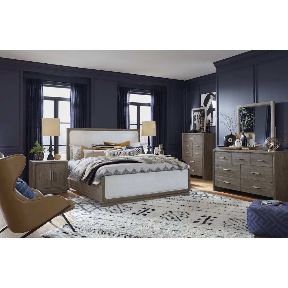 Westbourne Dark Umber Queen Upholstered Panel Bed