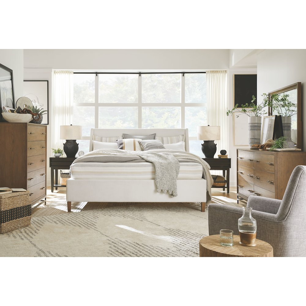 Lindon Belgian Wheat And Coffee Bean King White Upholstered Island Bed