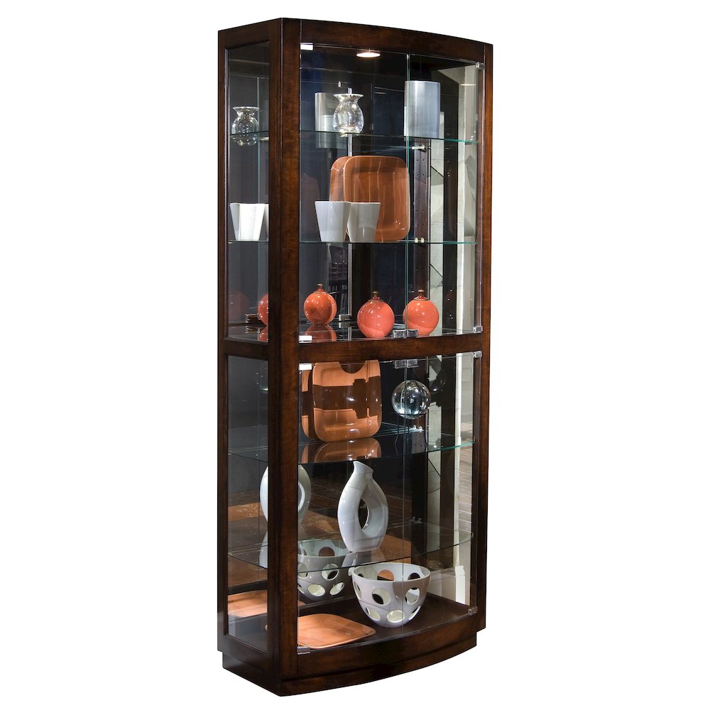 Pulaski Curios Mahogany Brown Curved Front 5 Shelf Curio Cabinet
