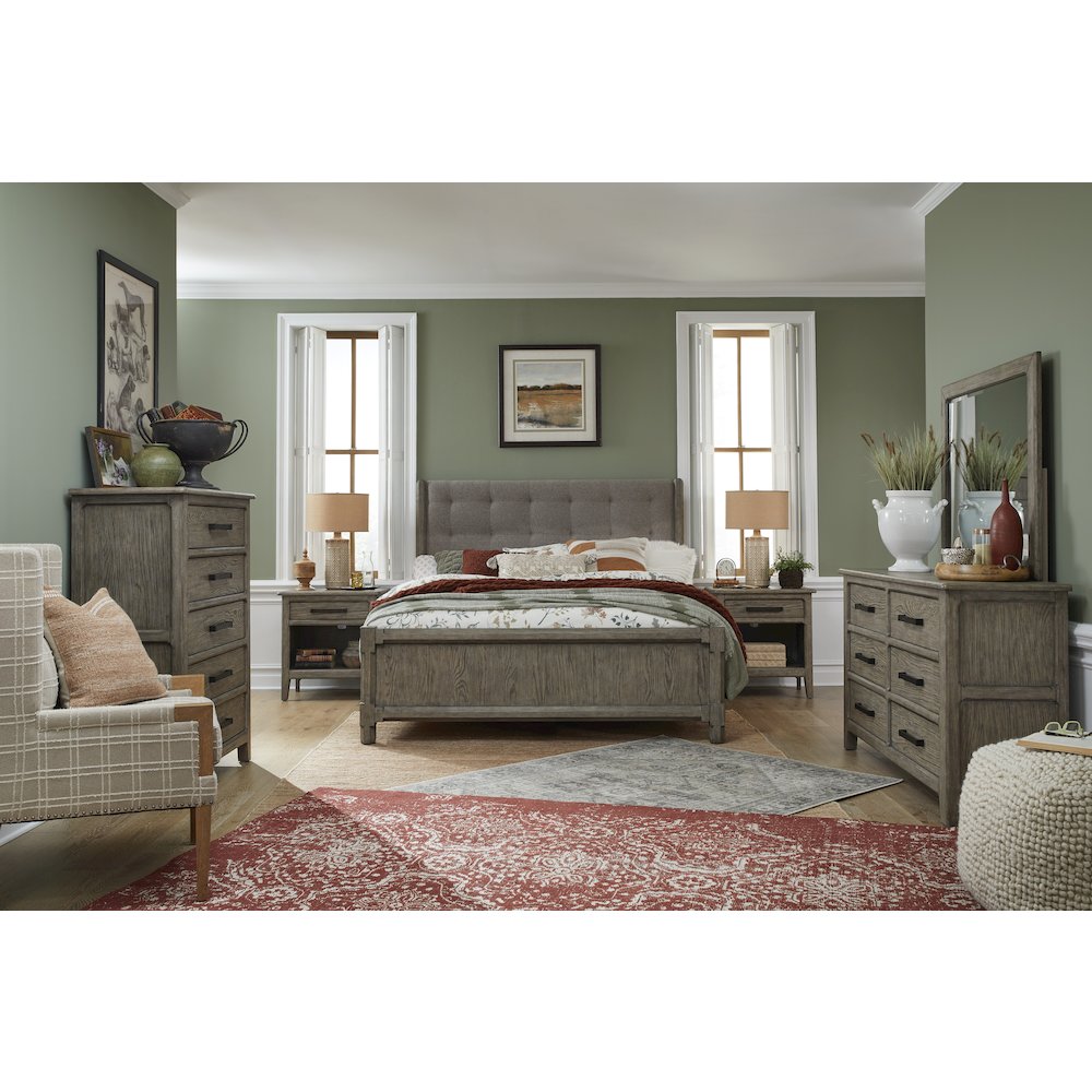 Claremont Smokey Taupe King Upholstered Panel Bed