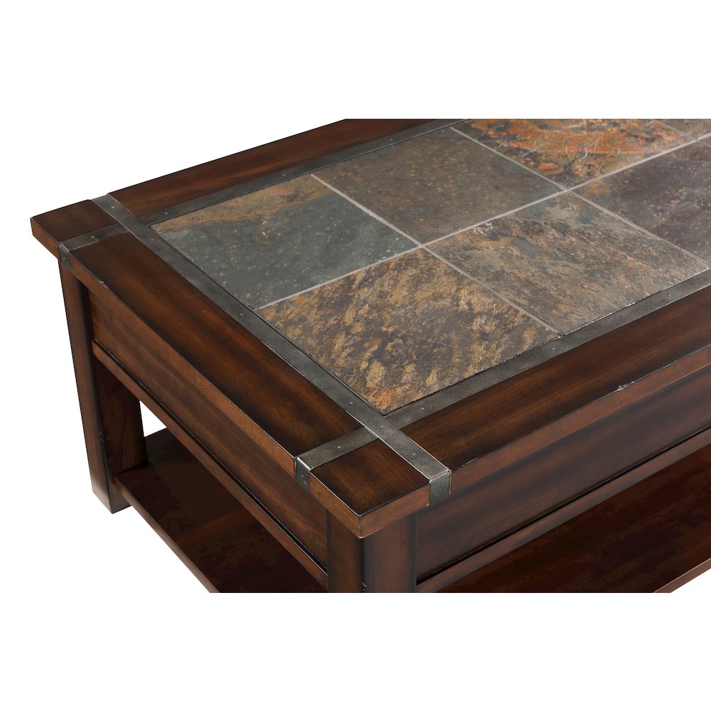 Roanoke Cherry And Slate Rectangular Chairside End Table