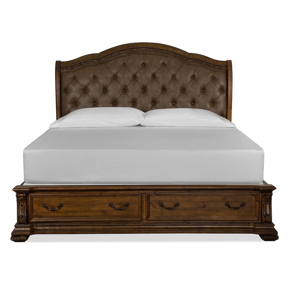 Durango Willadeene Brown Queen Upholstered Sleigh Storage Bed