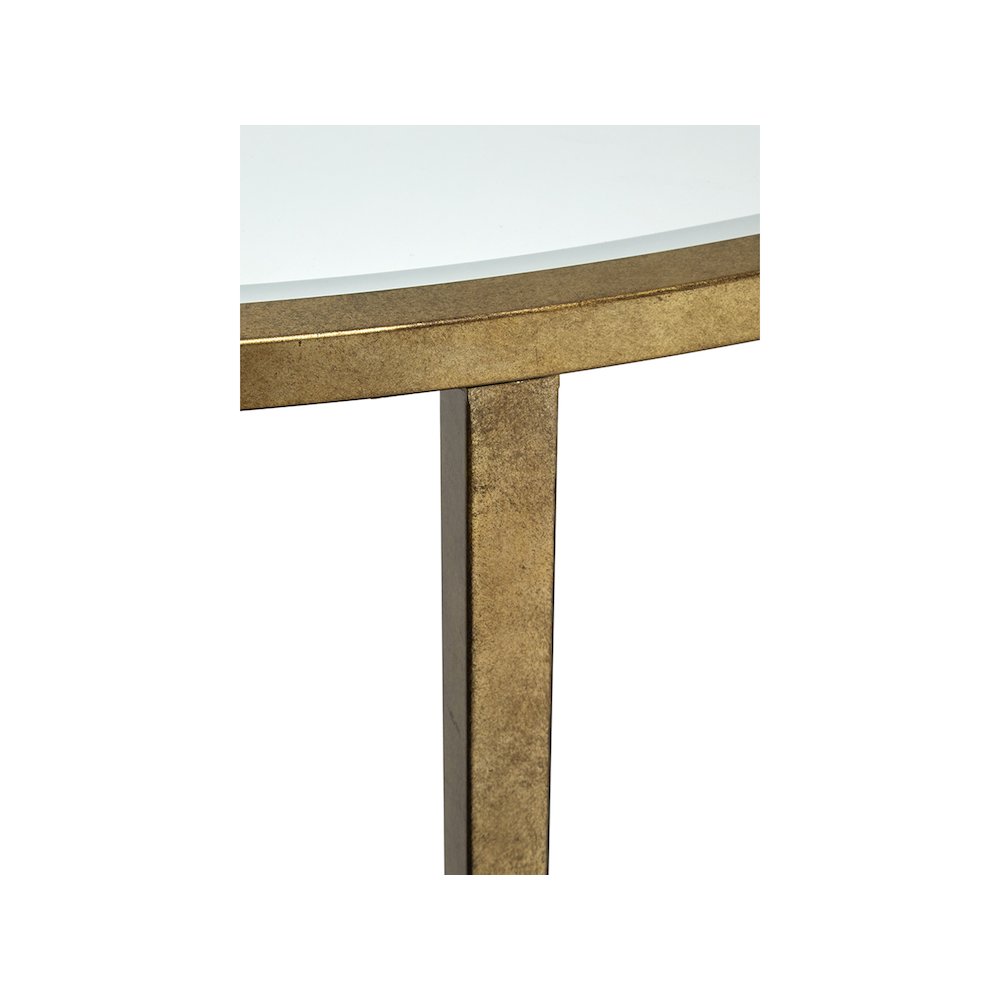 Copia Antiqued Silver With Gold Tint Demilune Sofa Table