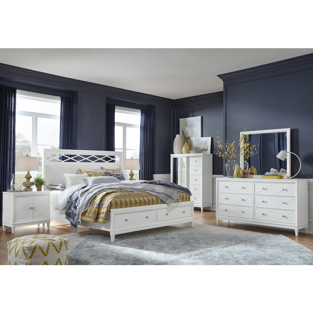 Springhouse Whisper White Queen Upholstered Panel Storage Bed