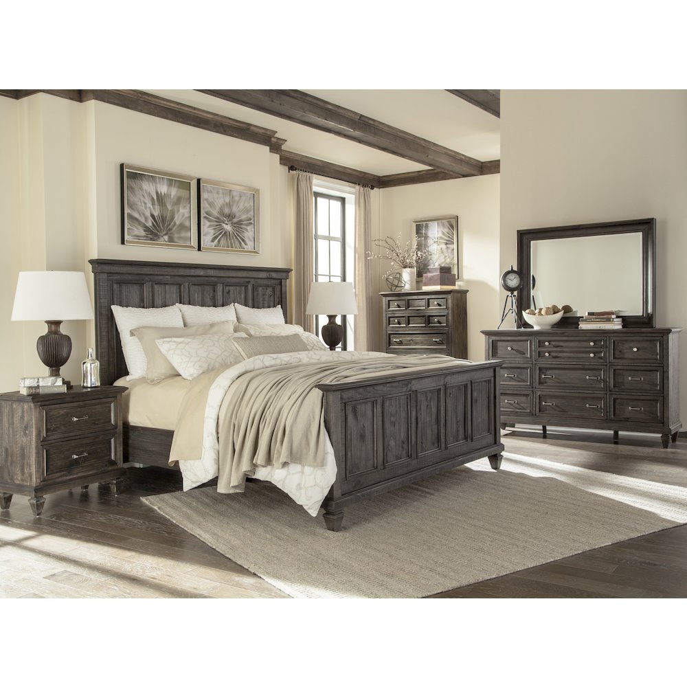 Calistoga Weathered Charcoal Drawer Dresser With Landscape Mirror