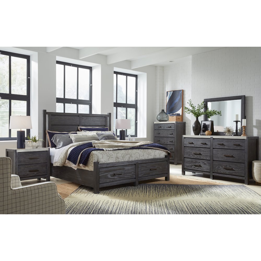 Plum Creek Ravenwood Black Drawer Dresser With Landscape Mirror