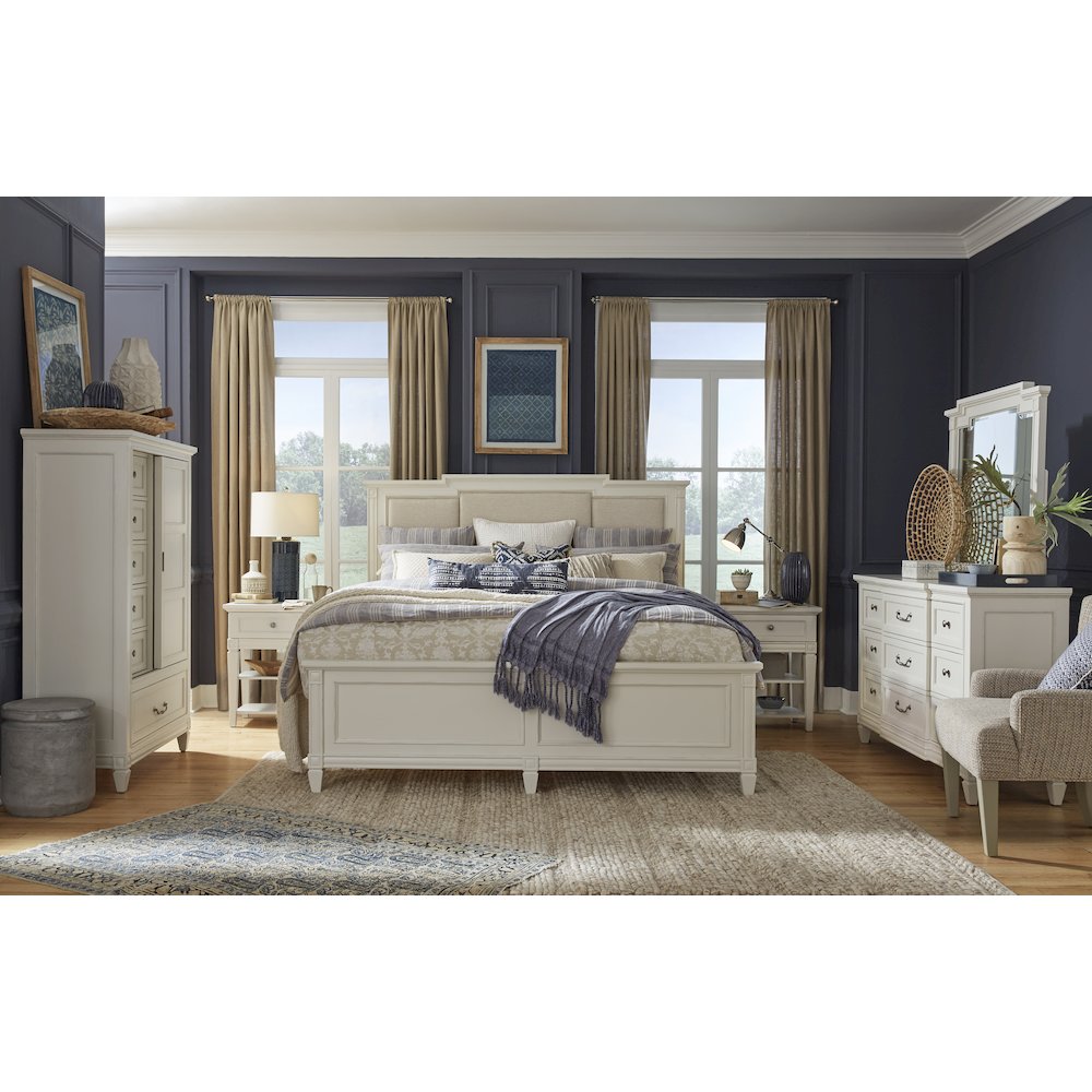 Willowbrook Egg Shell White With Slight Rub Through King Panel Upholstered Bed