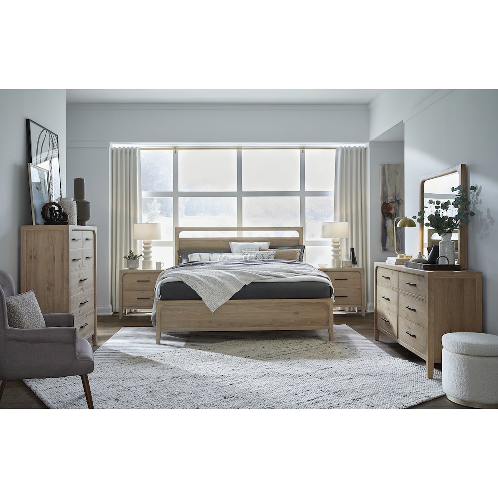 Somerset Butternut Double Drawer Dresser With Landscape Mirror