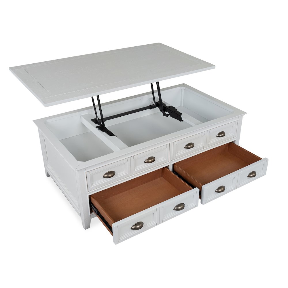 Heron Cove Chalk White Lift Top Storage Cocktail Table With Casters