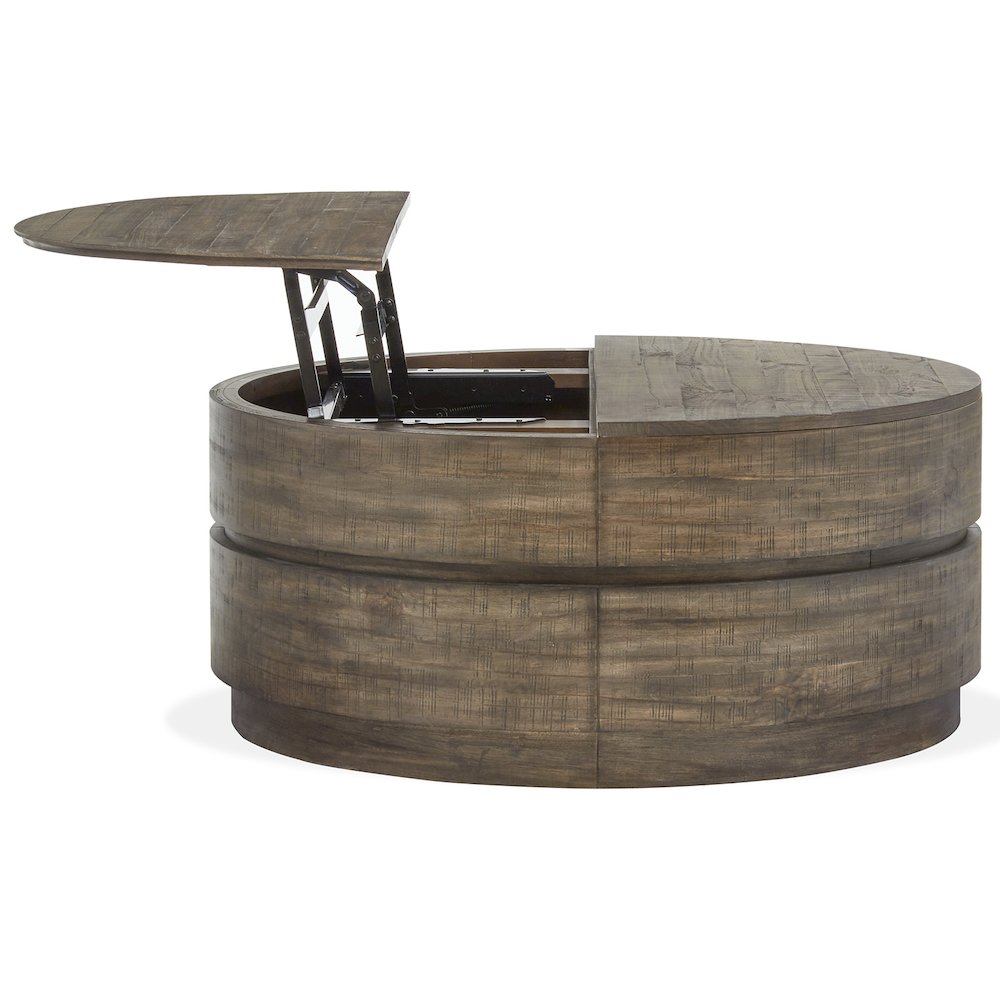Baisden Tobacco Round Lift Top Cocktail Table With Casters