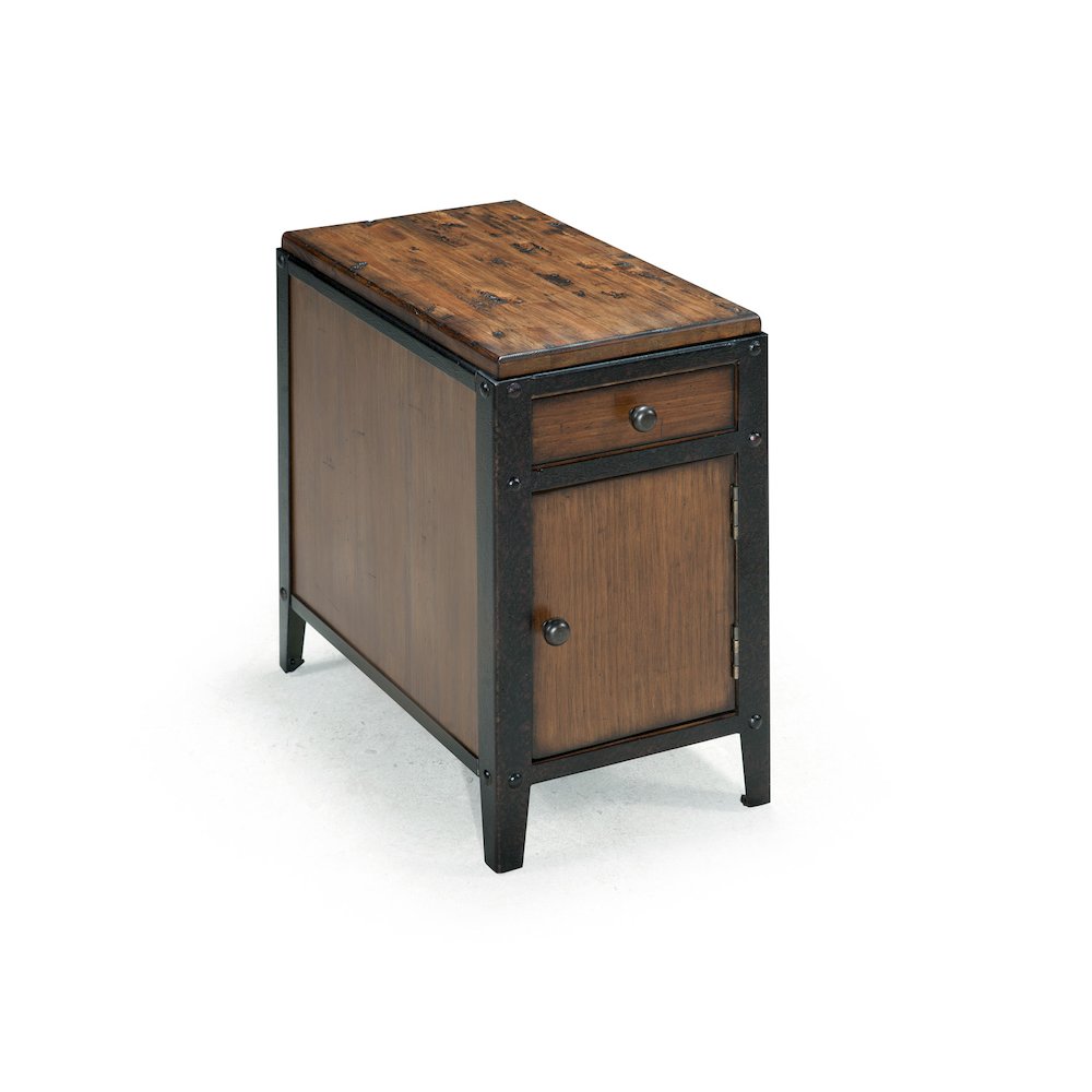 Pinebrook Distressed Natural Pine Chairside Door End Table